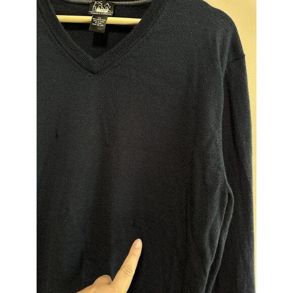 Jos A Bank Men's V-neck Long Sleeve Navy‎ Blue Sweater 100% Merino Wool Size XL - Picture 6 of 11